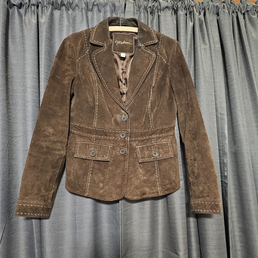 Vintage Madison Brown Leather Blazer Size 6